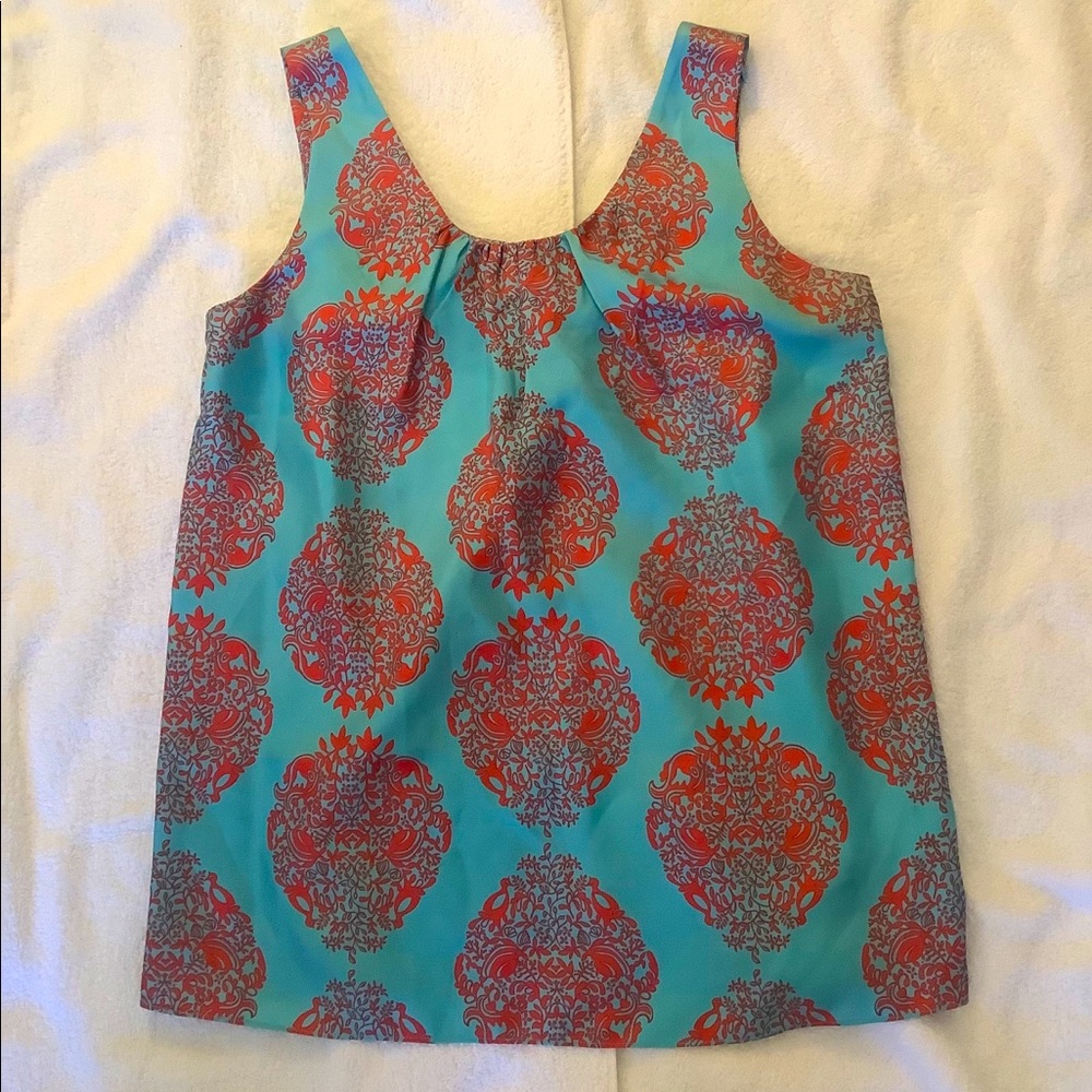 Lilly Pulitzer turquoise silk shell, sz 8